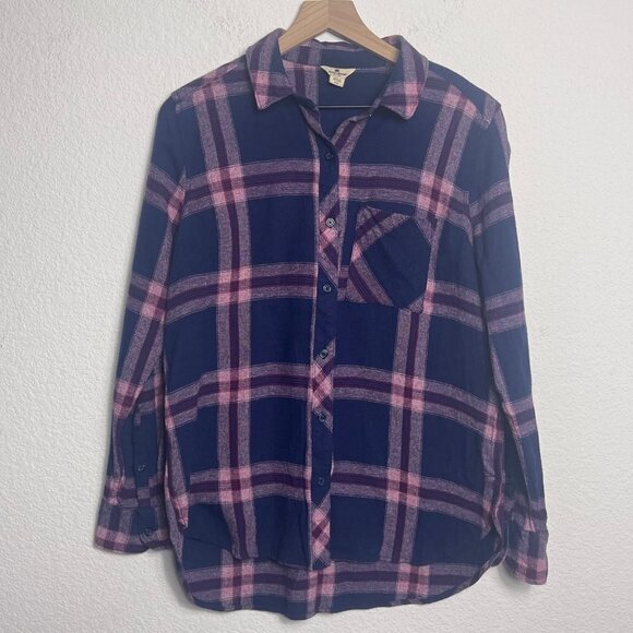 Woolrich Womens Button Up Long Sleeve Blue Red Flannel Shirt Size Large.‎ - Picture 4 of 10